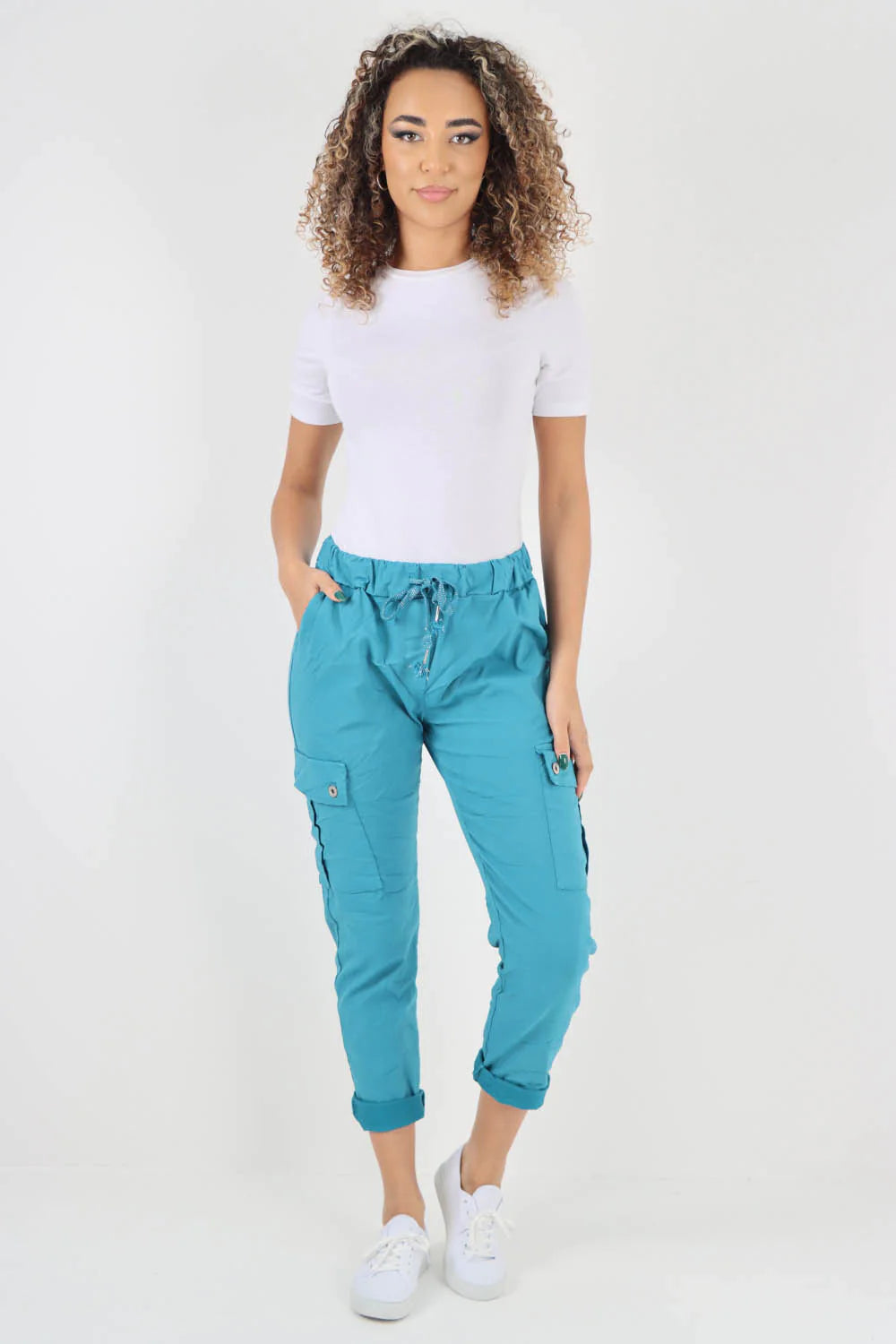 Plus Size Italian Drawstring Waistband Magic Cargo Trouser Trouser WearAll