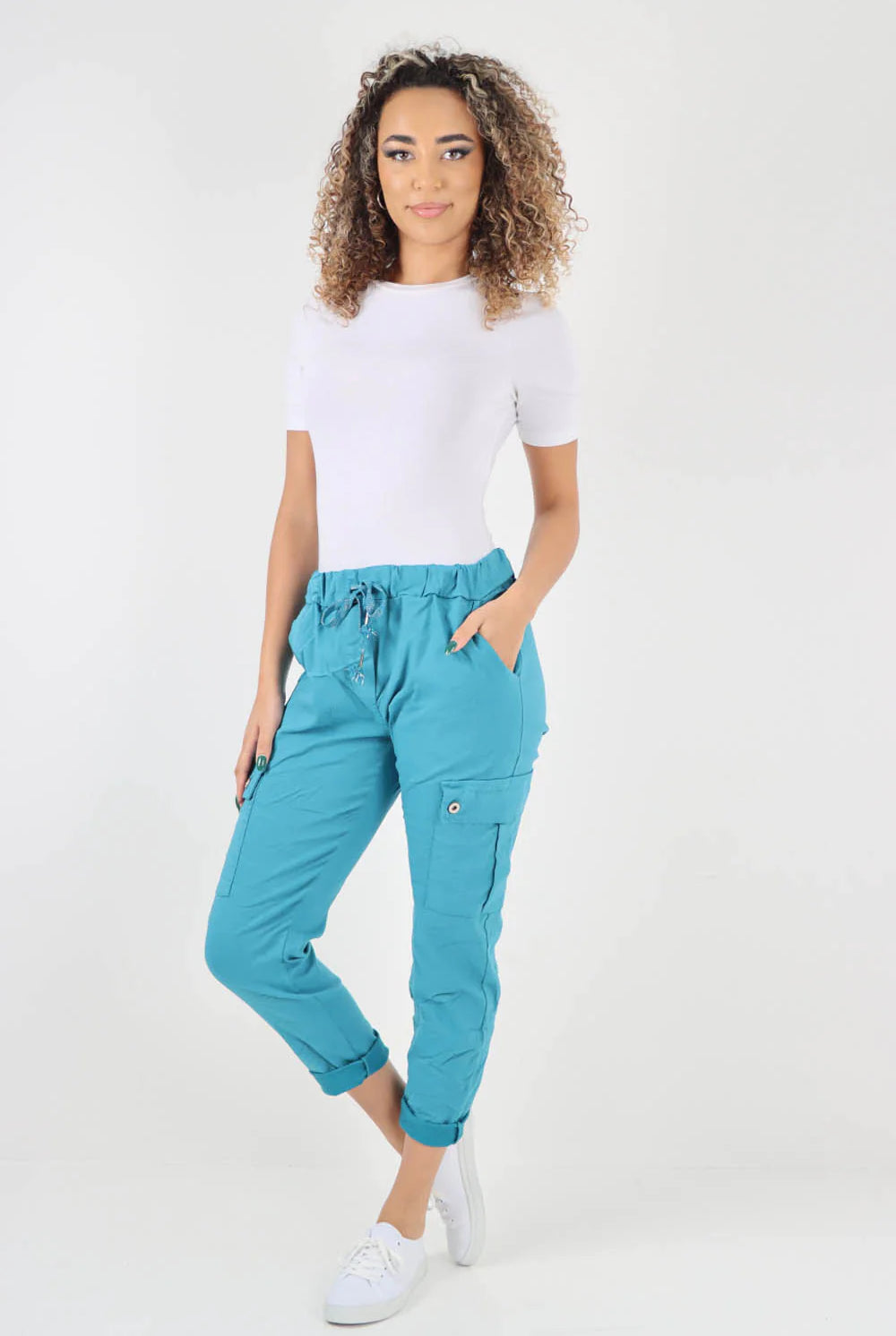 Plus Size Italian Drawstring Waistband Magic Cargo Trouser Trouser WearAll