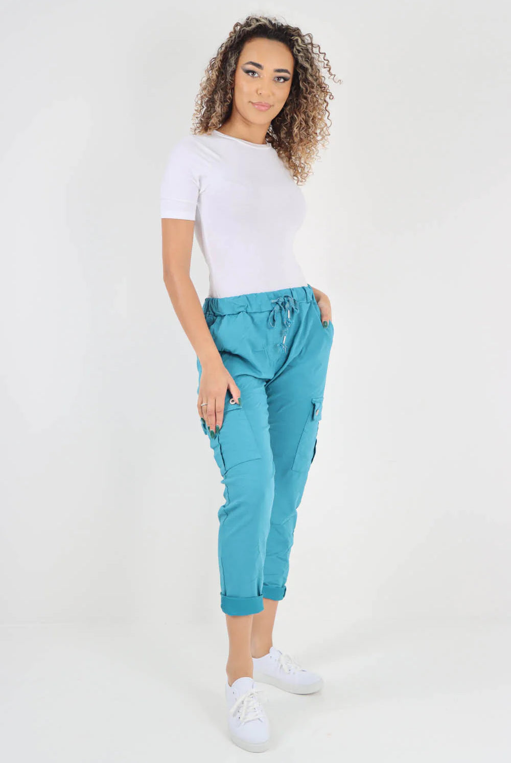 Plus Size Italian Drawstring Waistband Magic Cargo Trouser Trouser WearAll