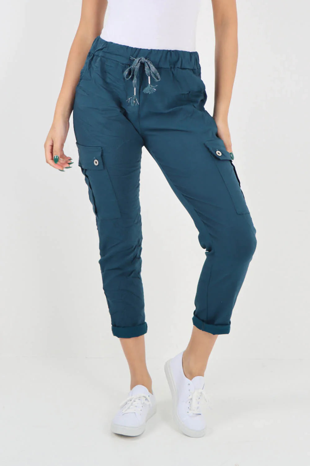 Plus Size Italian Drawstring Waistband Magic Cargo Trouser Trouser WearAll