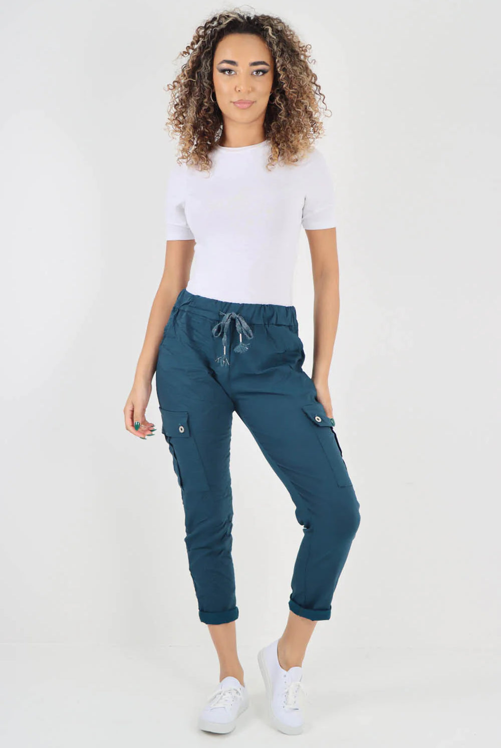 Plus Size Italian Drawstring Waistband Magic Cargo Trouser Trouser WearAll