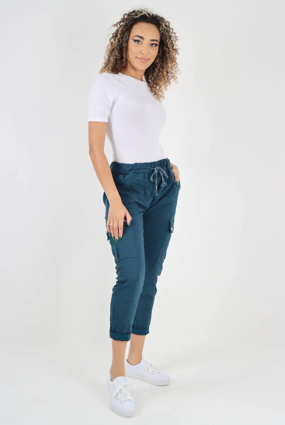 Plus Size Italian Drawstring Waistband Magic Cargo Trouser Trouser WearAll