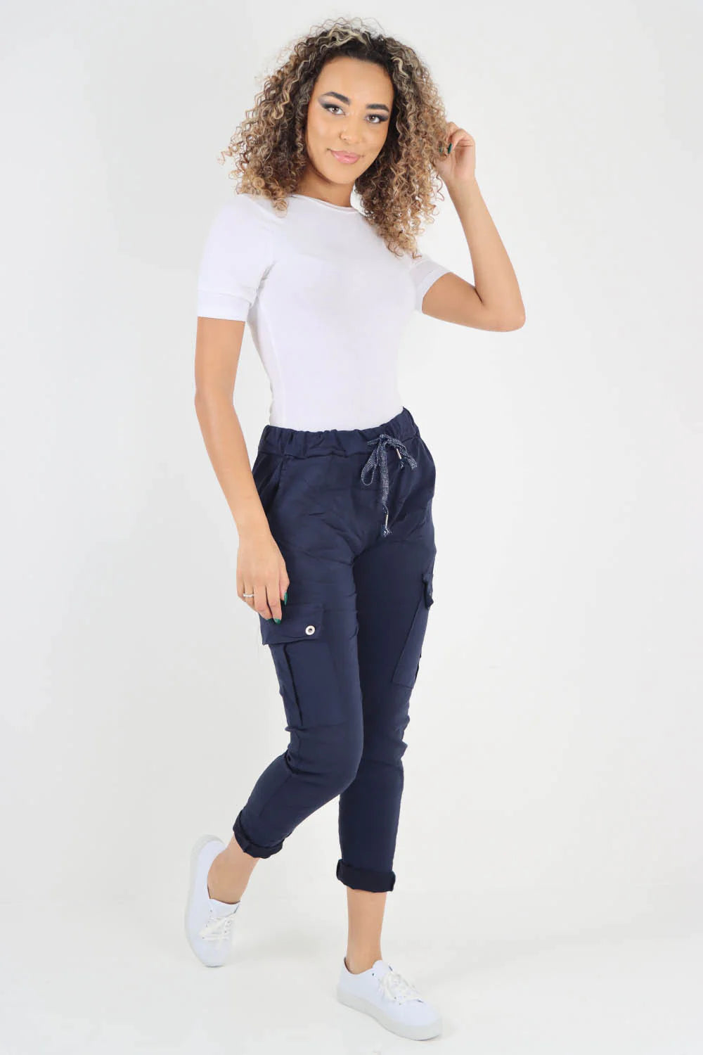 Plus Size Italian Drawstring Waistband Magic Cargo Trouser Trouser WearAll