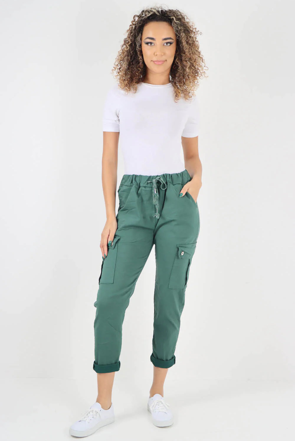 Plus Size Italian Drawstring Waistband Magic Cargo Trouser Trouser WearAll