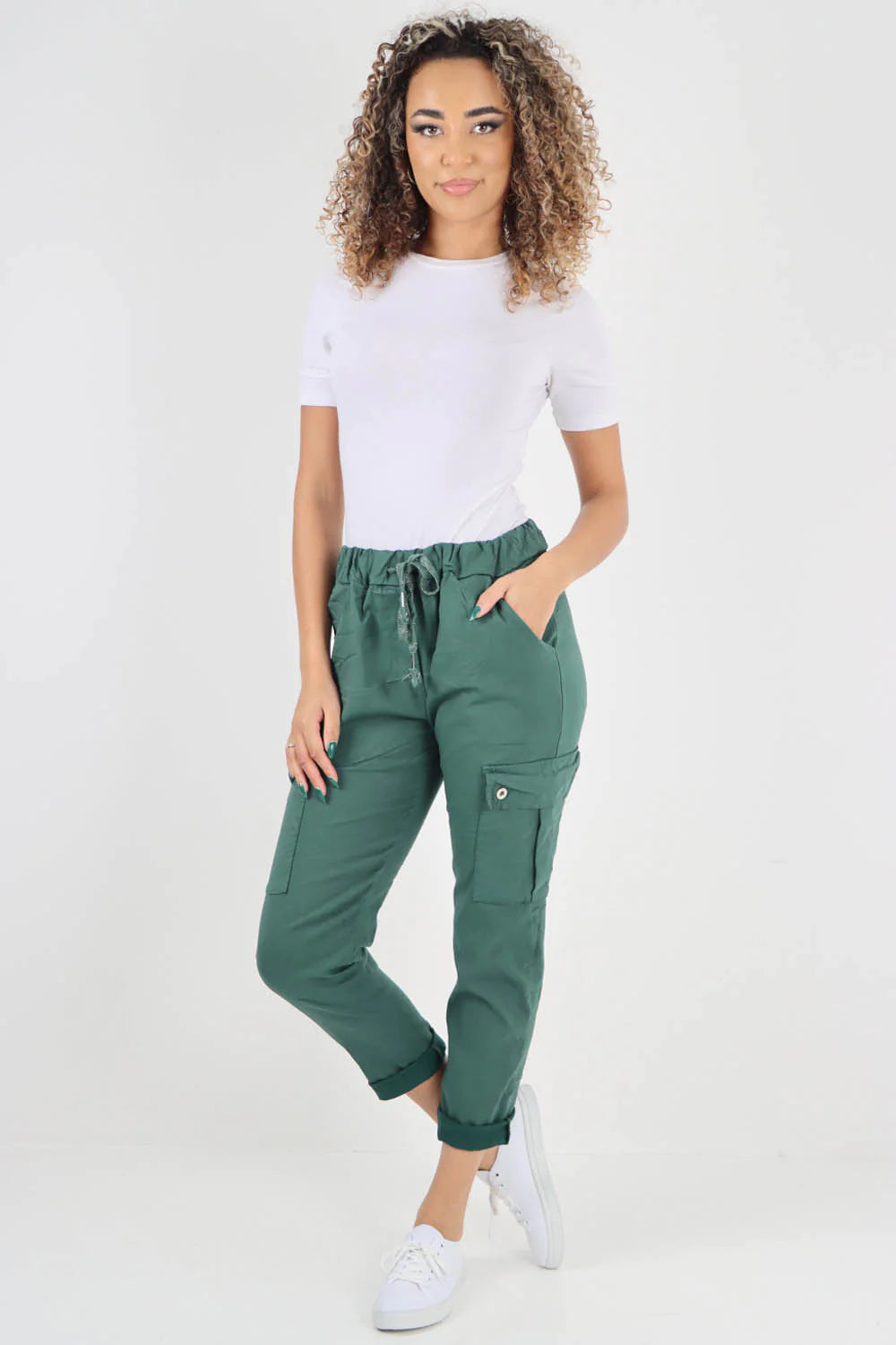 Plus Size Italian Drawstring Waistband Magic Cargo Trouser Trouser WearAll