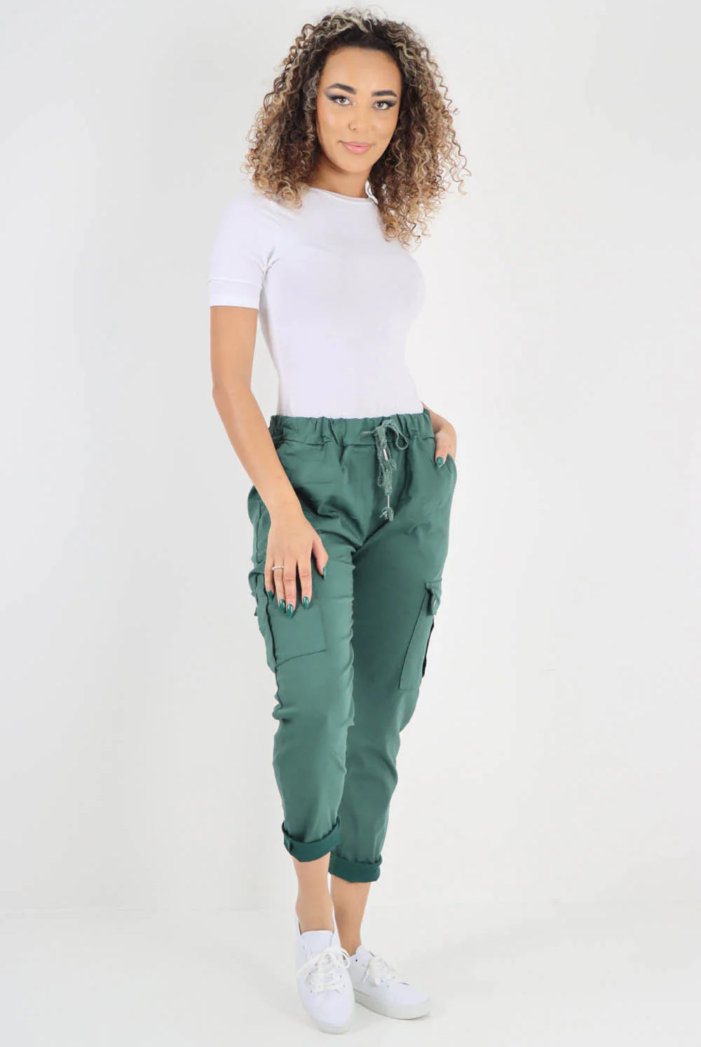 Plus Size Italian Drawstring Waistband Magic Cargo Trouser Trouser WearAll