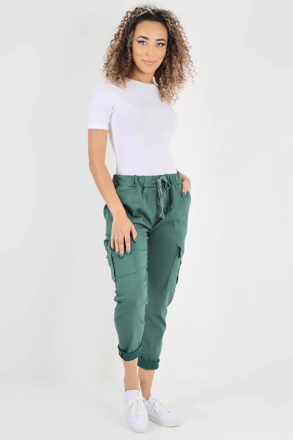 Plus Size Italian Drawstring Waistband Magic Cargo Trouser Trouser WearAll