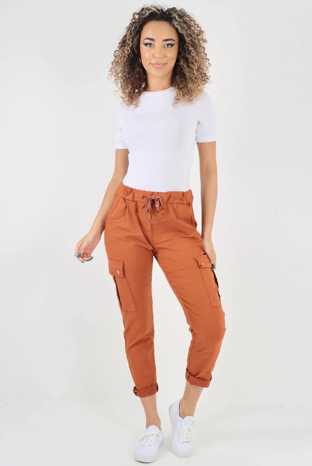 Plus Size Italian Drawstring Waistband Magic Cargo Trouser Trouser WearAll