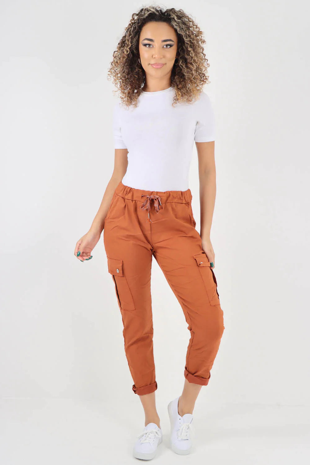 Plus Size Italian Drawstring Waistband Magic Cargo Trouser Trouser WearAll