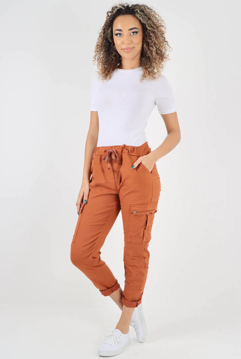 Plus Size Italian Drawstring Waistband Magic Cargo Trouser Trouser WearAll