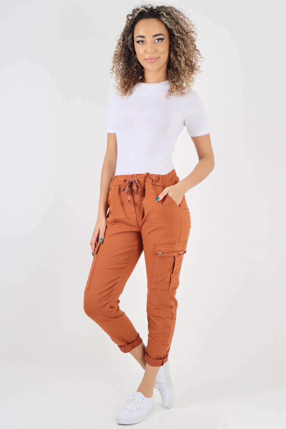 Plus Size Italian Drawstring Waistband Magic Cargo Trouser Trouser WearAll