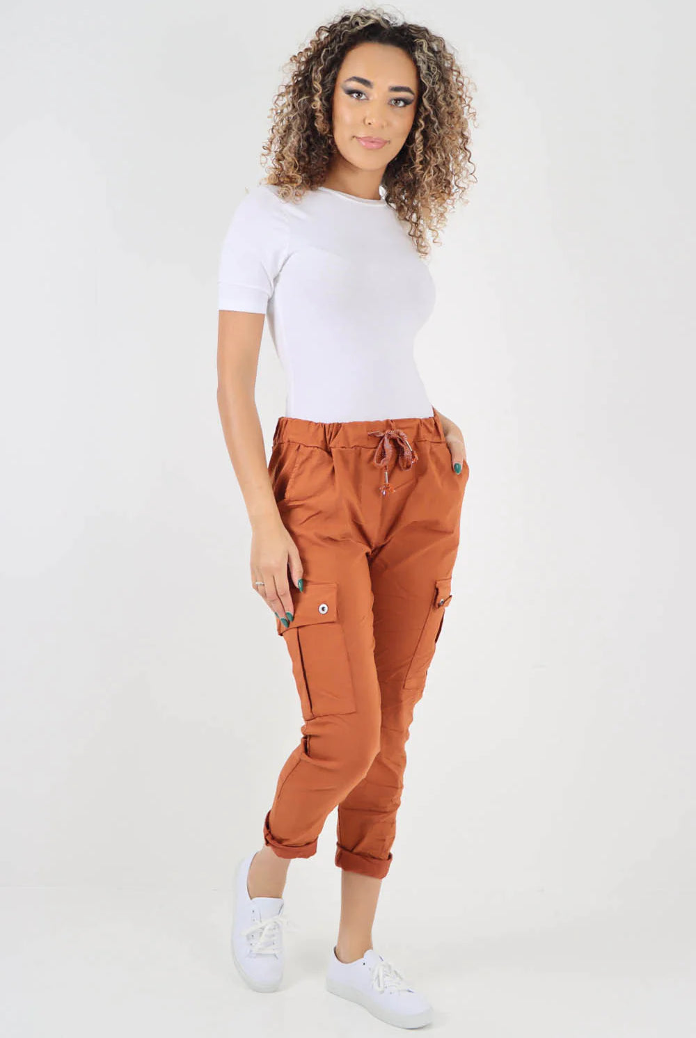 Plus Size Italian Drawstring Waistband Magic Cargo Trouser Trouser WearAll