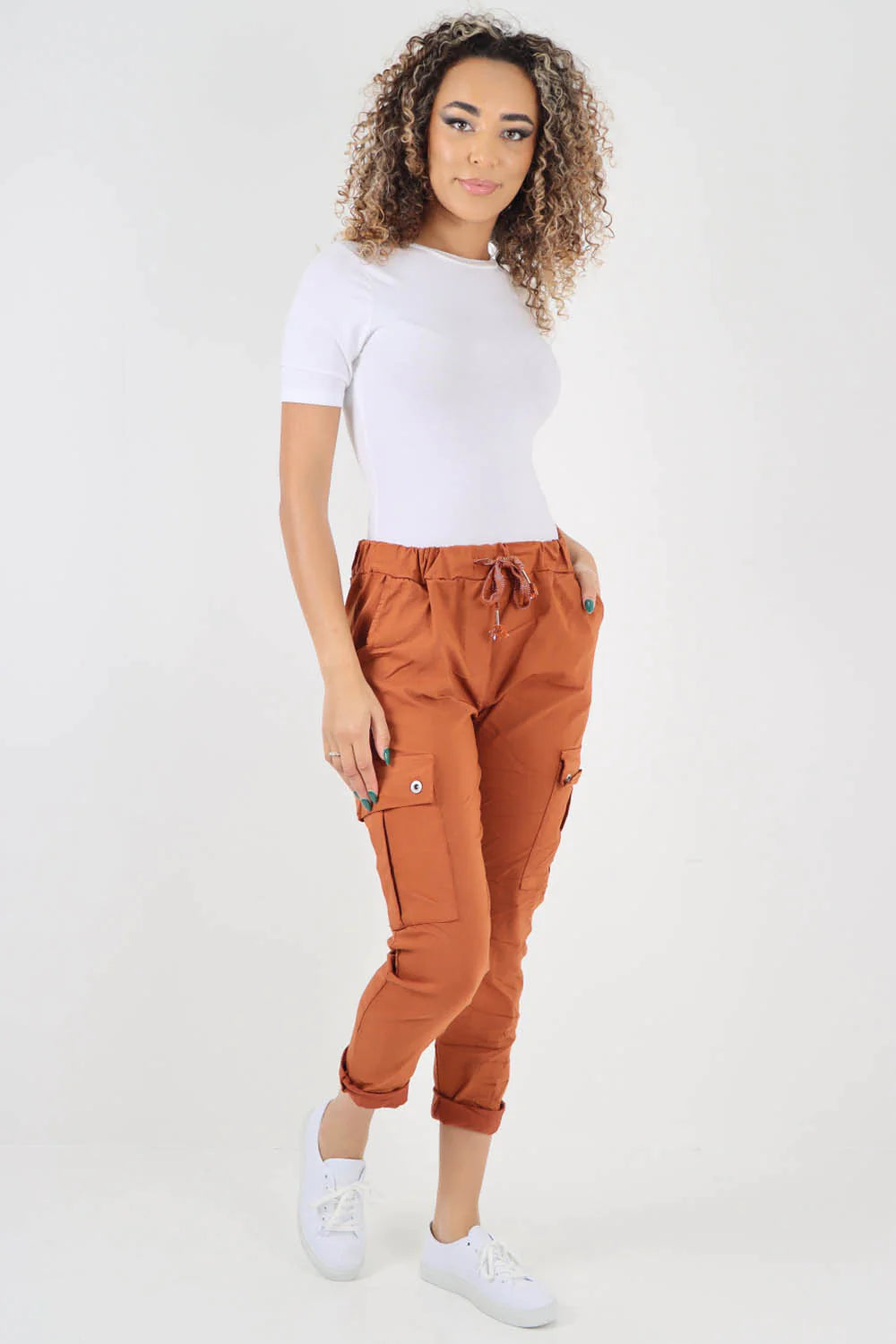 Plus Size Italian Drawstring Waistband Magic Cargo Trouser Trouser WearAll