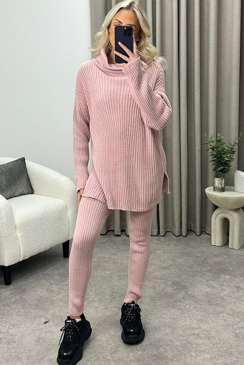 Oversized Roll Neck Knitted Co-Ord Loungewear WearAll