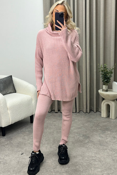 Oversized Roll Neck Knitted Co-Ord Loungewear WearAll