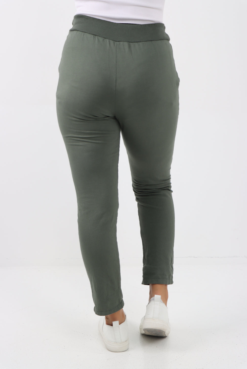 Italian Plain Basic Drawstring Joggers Cotton Trousers Trousers WearAll