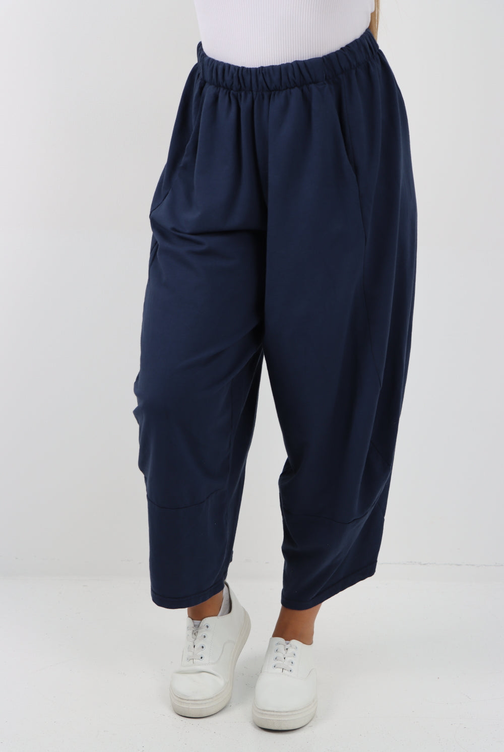 Italian Relaxed Fit Plain Baggy Trouser Trousers WearAll Navy 8-16