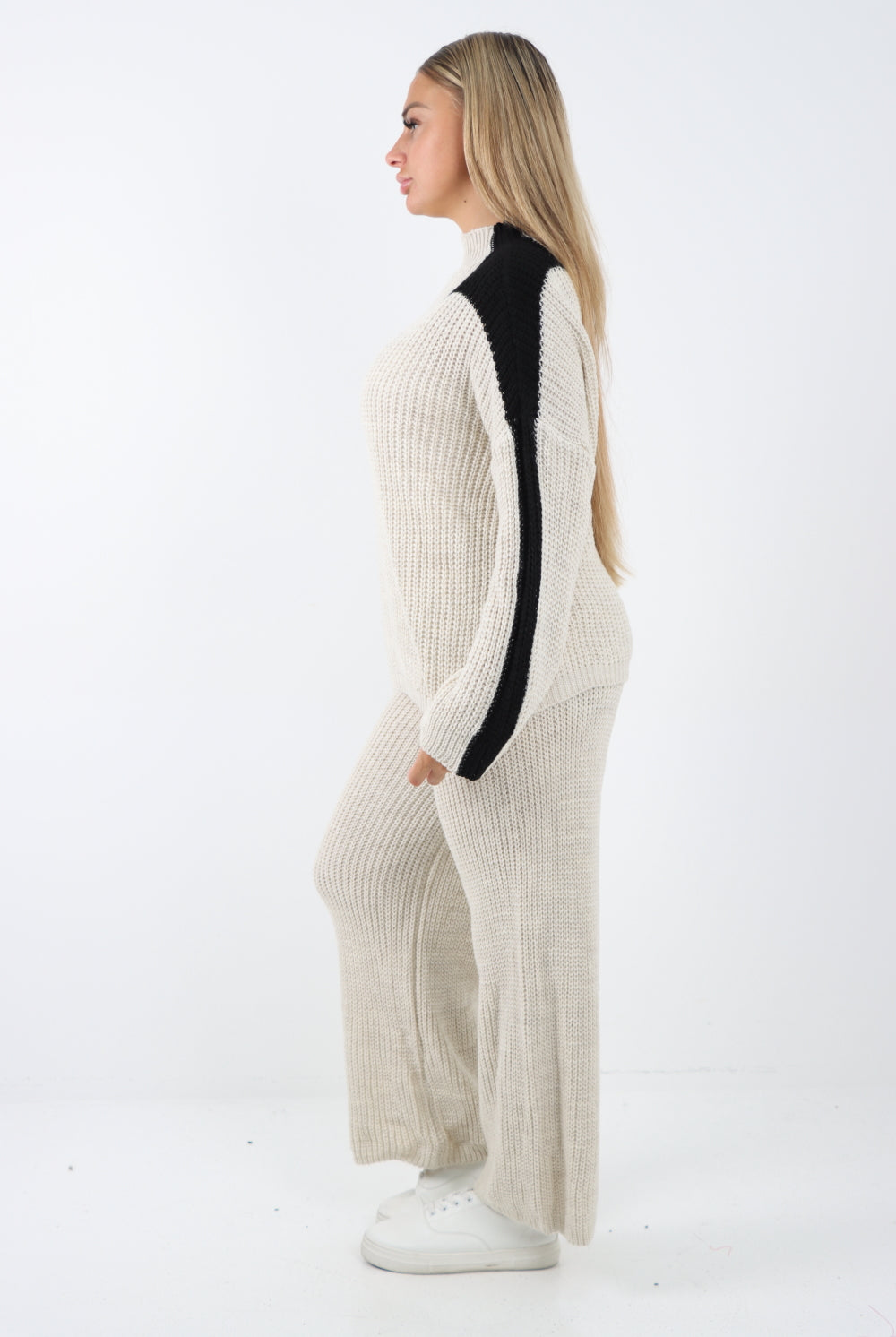 Italian Contrast Panel Knitted Top and Trouser Dresses WearAll