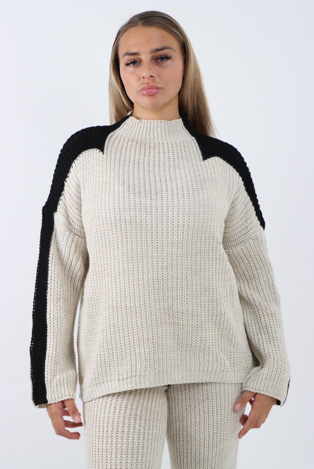 Italian Contrast Panel Knitted Top and Trouser Dresses WearAll