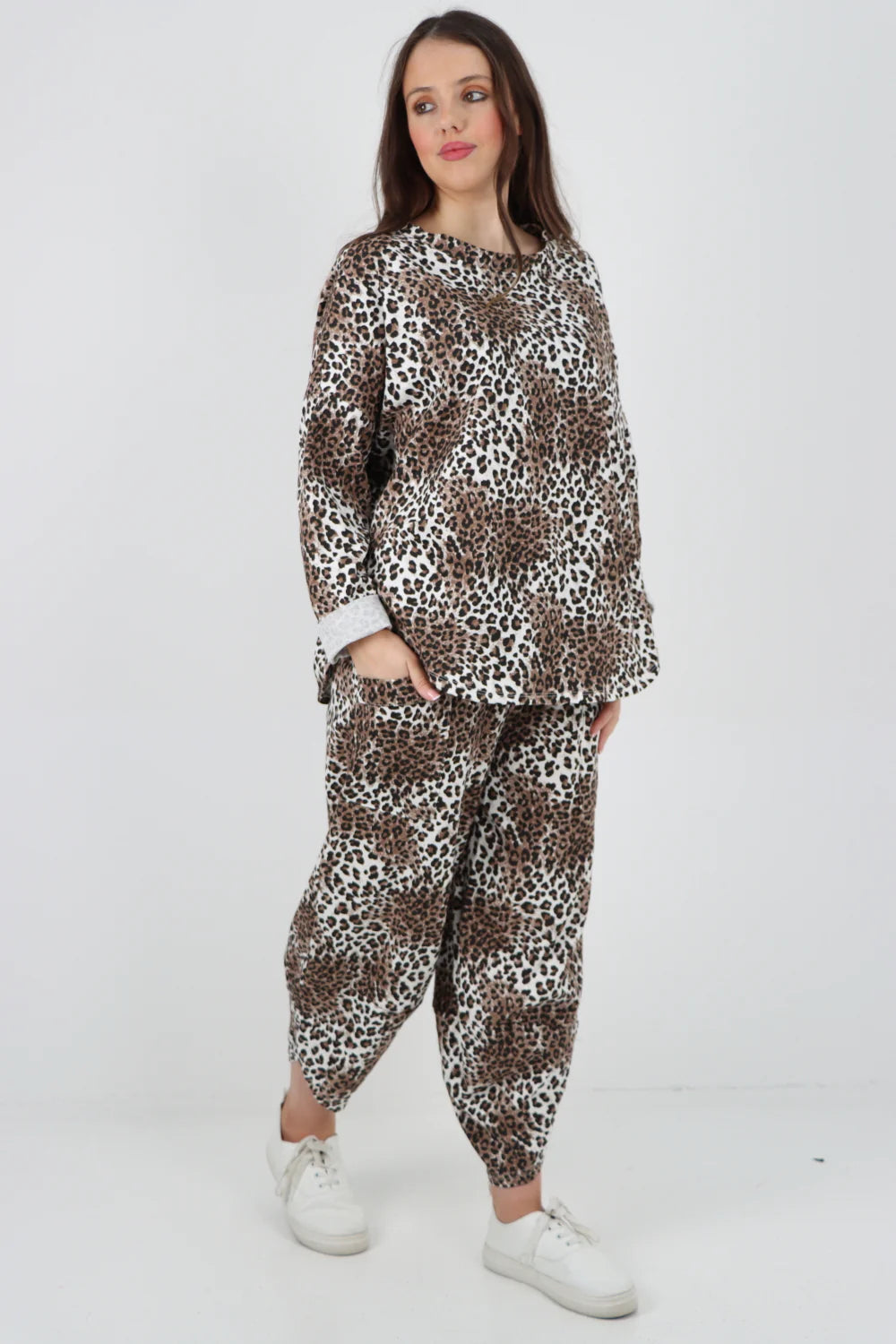 Animal Print Top Bottom Italian Co-ord Set 2 Piece Loungewear Loungewear WearAll