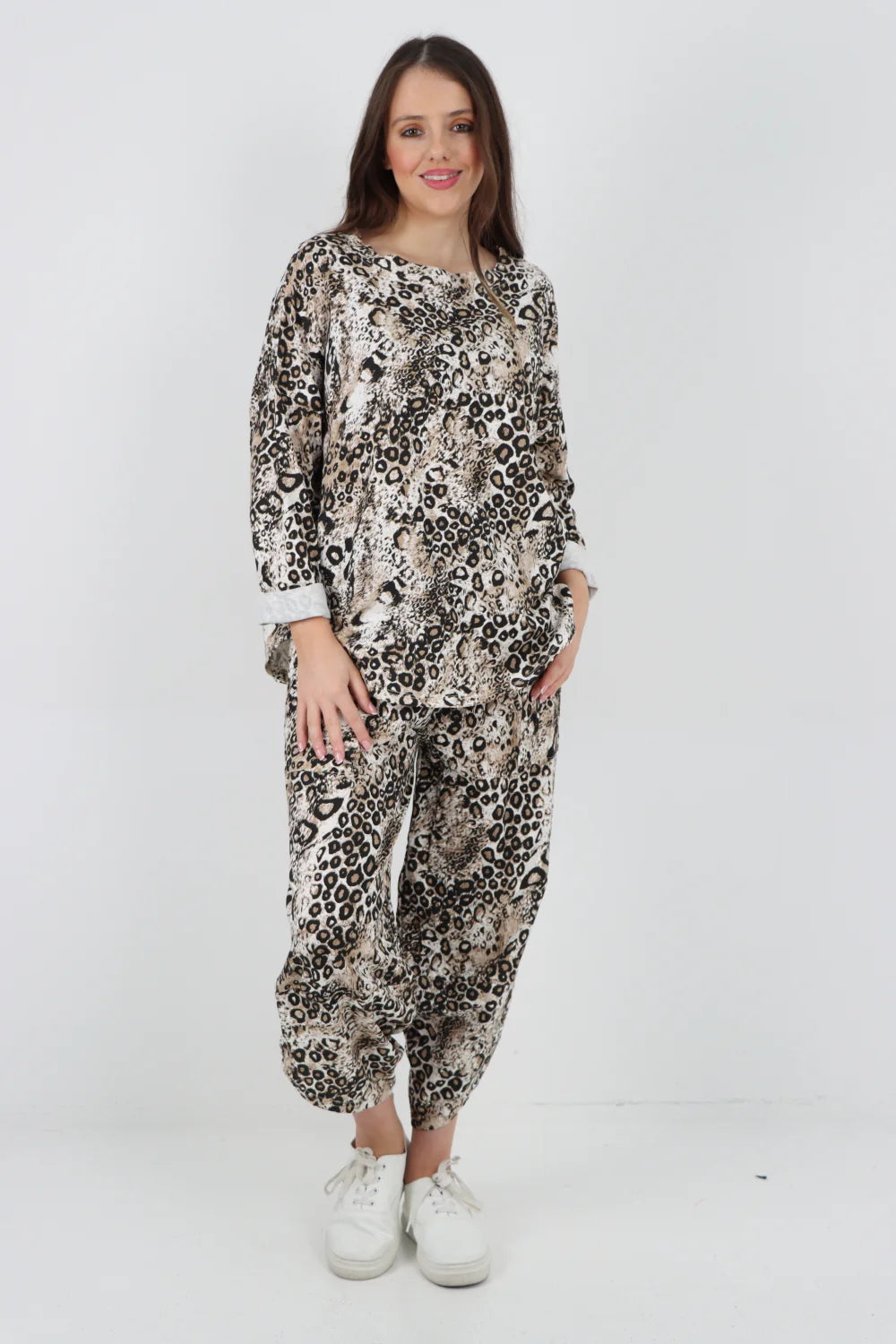 Animal Print Top Bottom Italian Co-ord Set 2 Piece Loungewear Loungewear WearAll