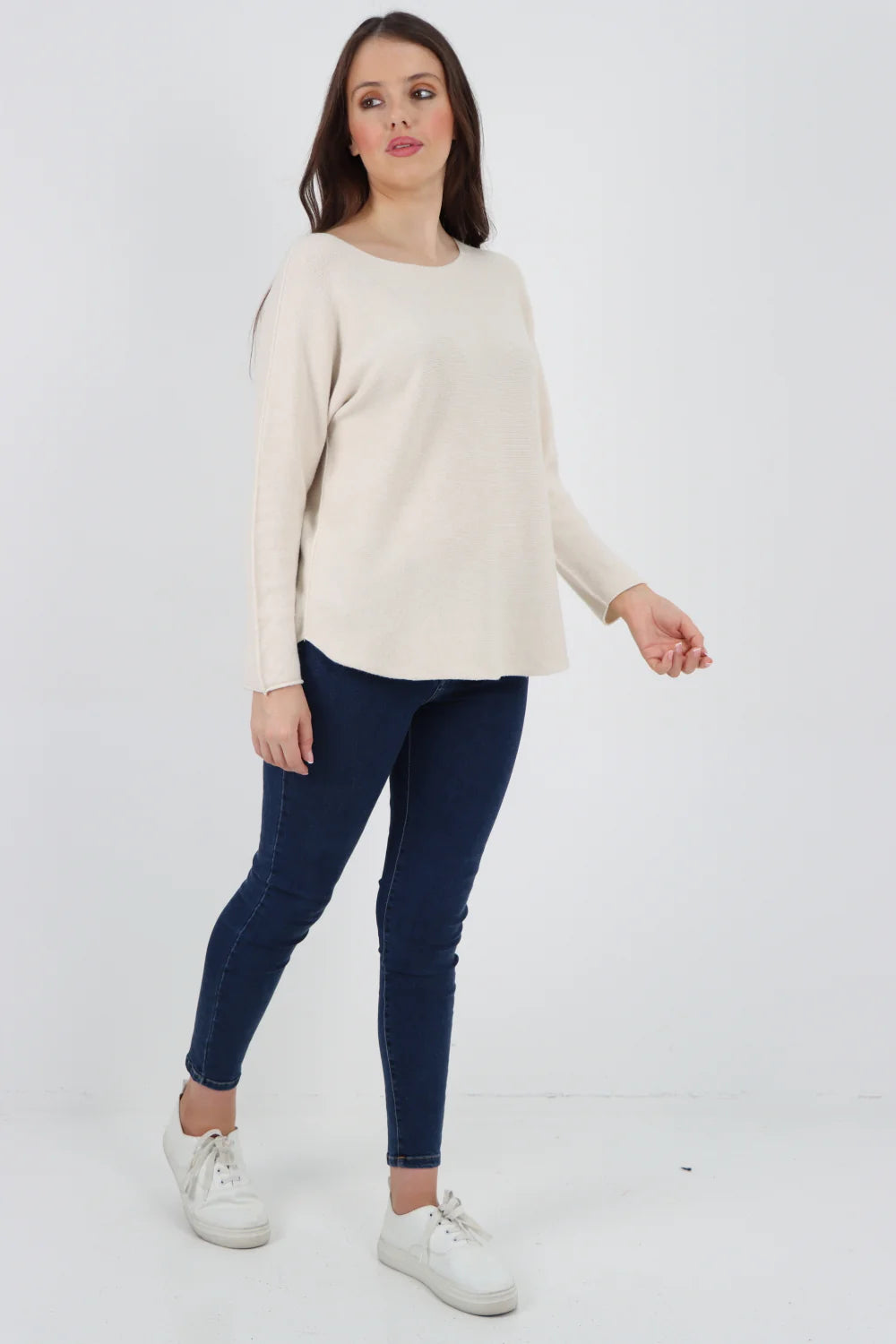 Knitted Jumper Round Neck Basic Sweater Top Sweater WearAll