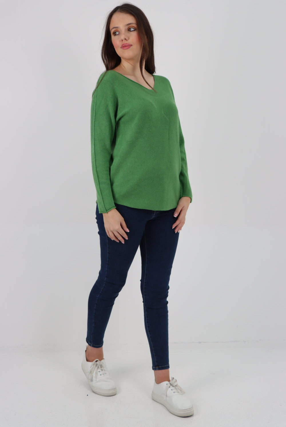 Knitted Jumper V Neck Basic Sweater Top Sweater WearAll