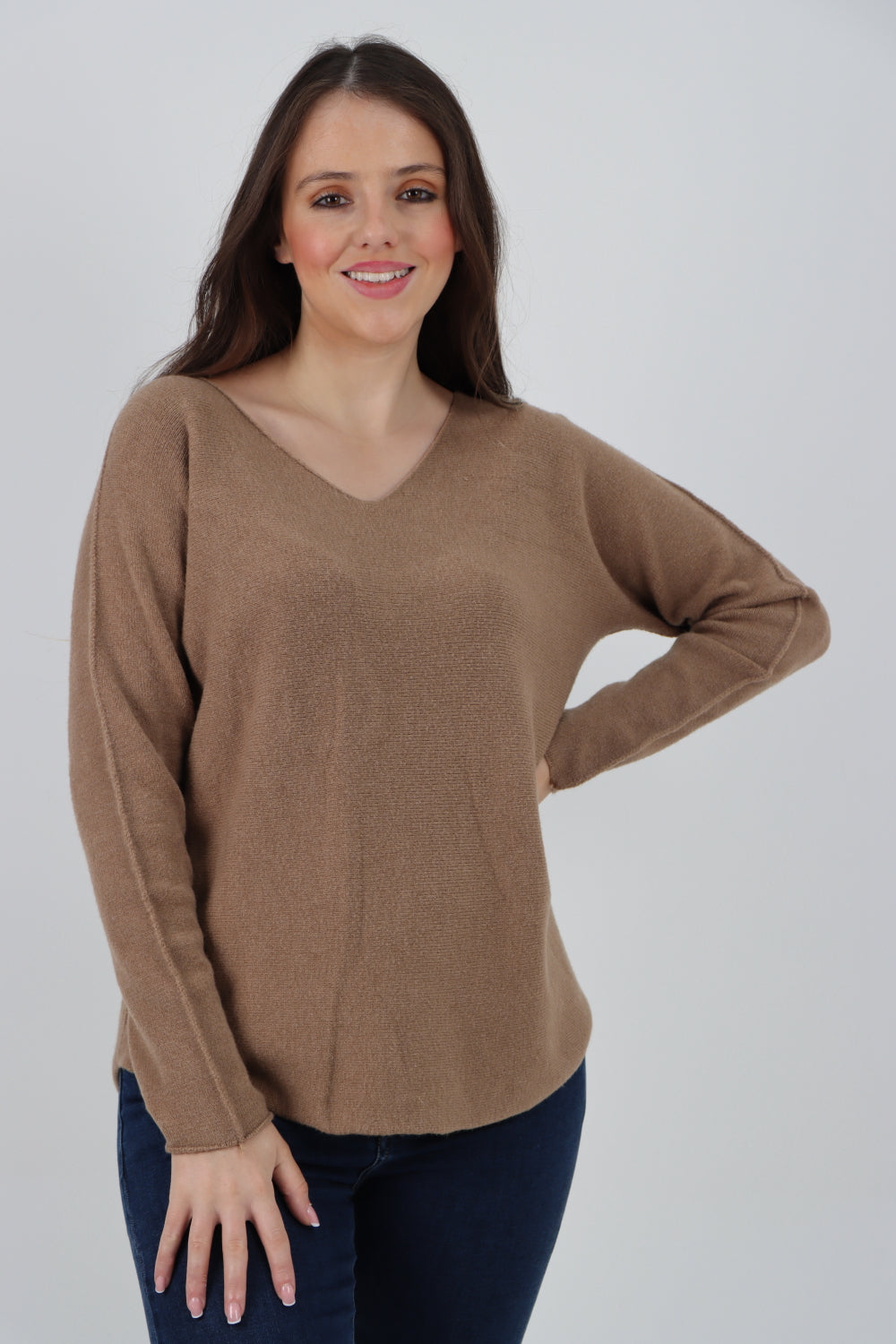 Knitted Jumper V Neck Basic Sweater Top Sweater WearAll
