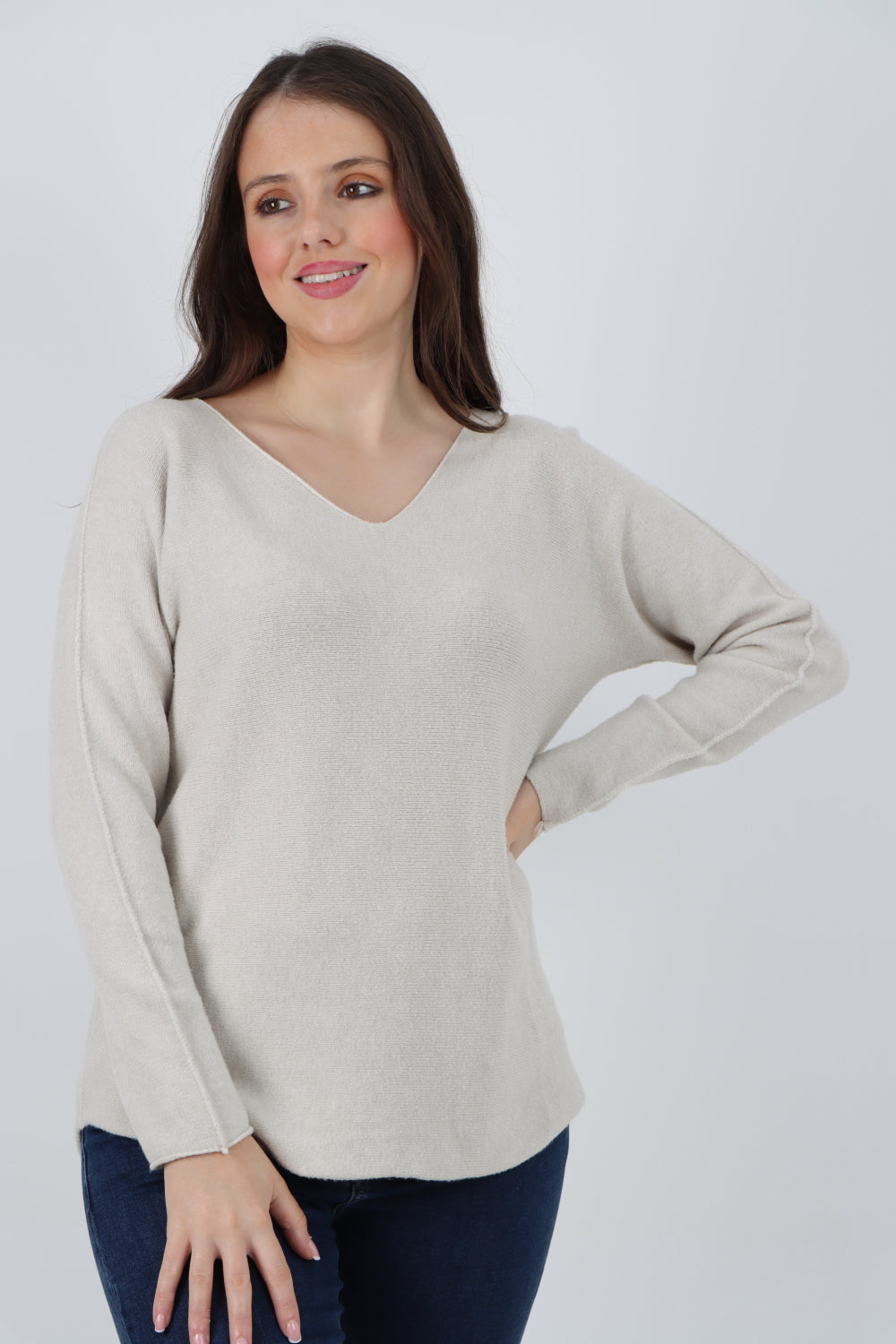 Knitted Jumper V Neck Basic Sweater Top Sweater WearAll