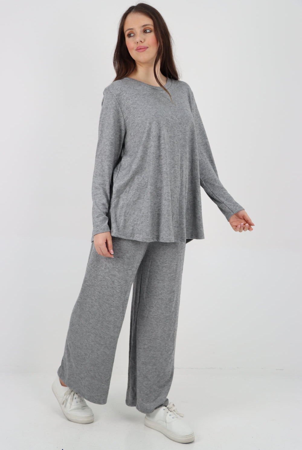 Italian Basic Knitted Plain Soft Top & Trouser Co - Ord Set Co-Ords WearAll