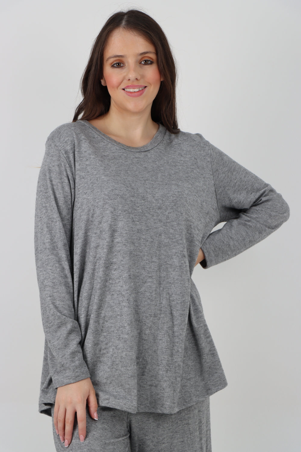 Italian Basic Knitted Plain Soft Top & Trouser Co - Ord Set Co-Ords WearAll