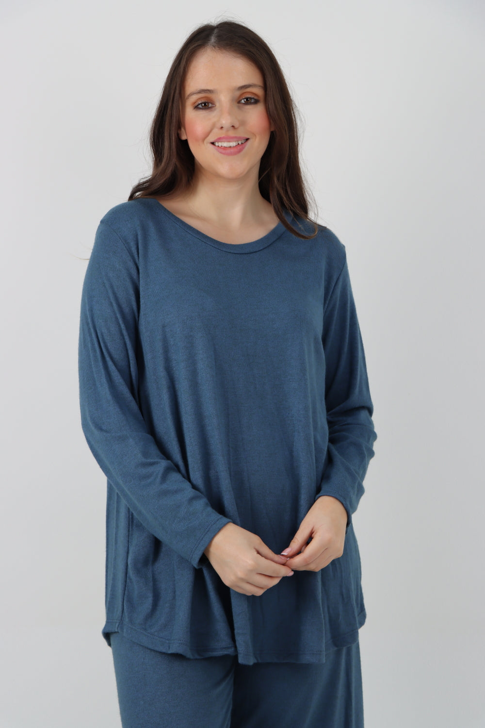 Italian Basic Knitted Plain Soft Top & Trouser Co - Ord Set Co-Ords WearAll