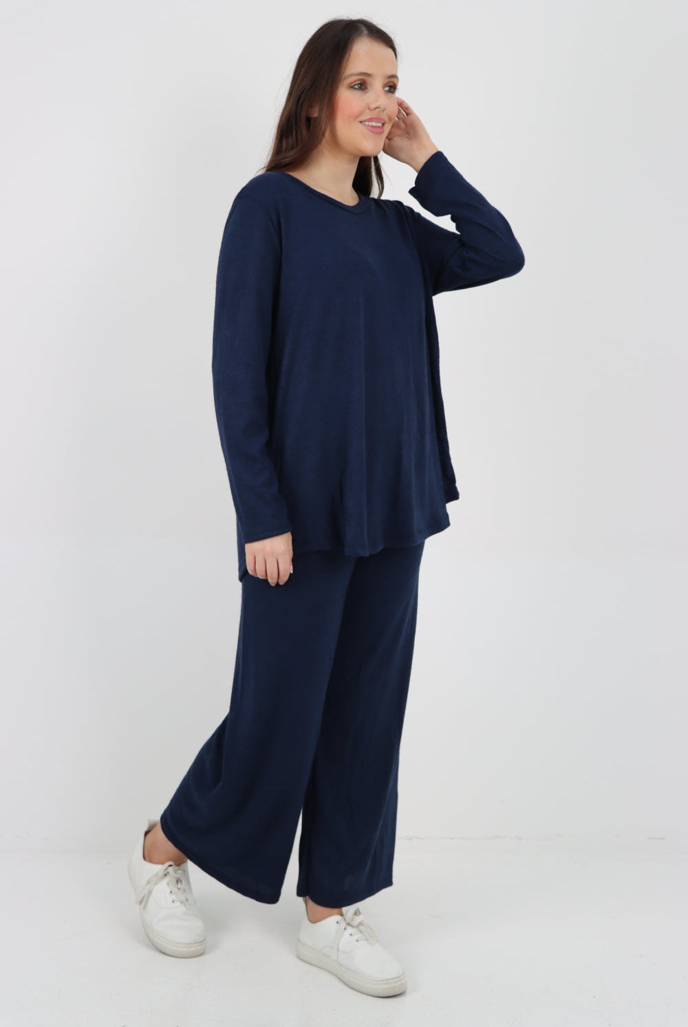 Italian Basic Knitted Plain Soft Top & Trouser Co - Ord Set Co-Ords WearAll