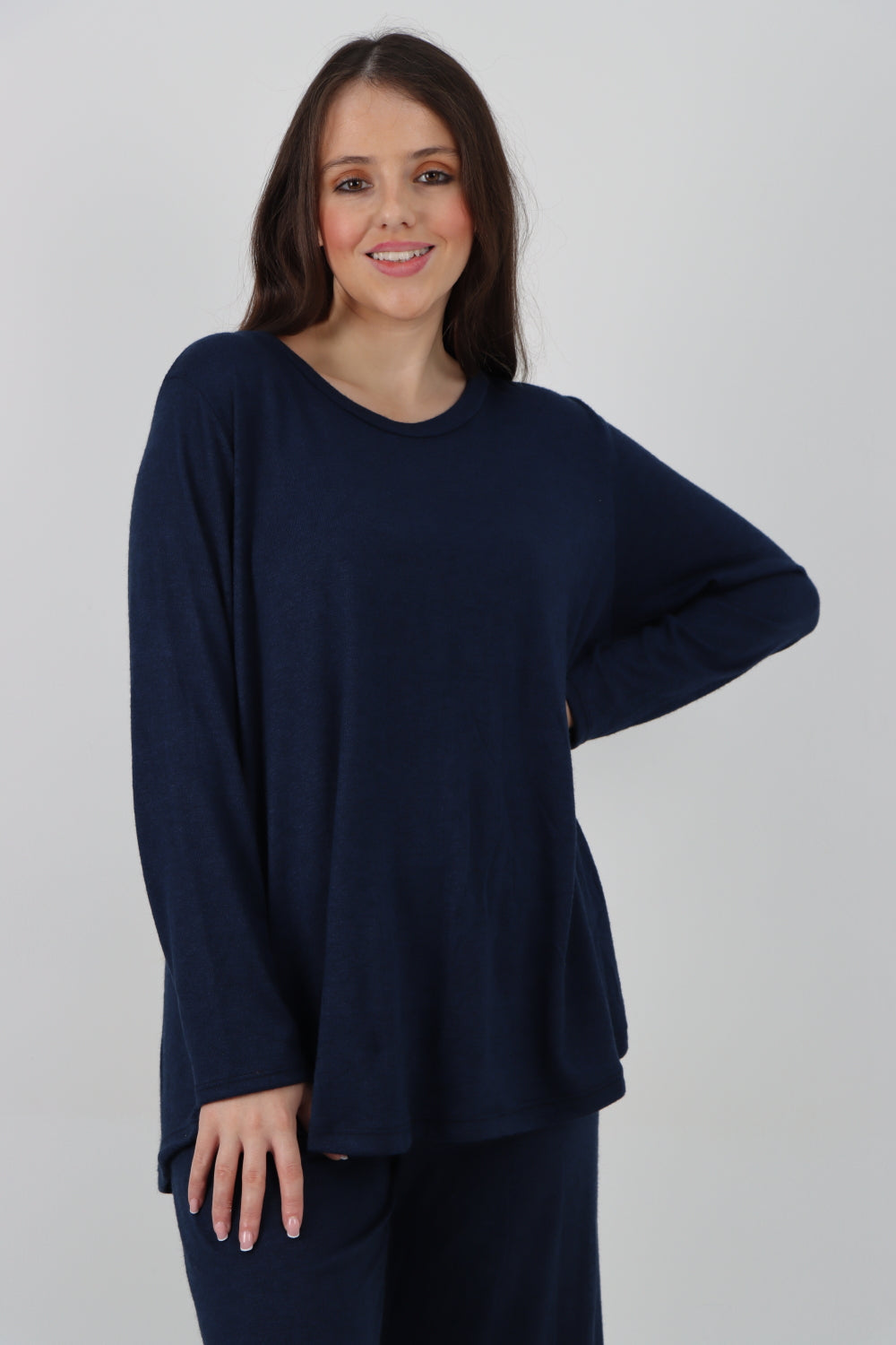 Italian Basic Knitted Plain Soft Top & Trouser Co - Ord Set Co-Ords WearAll