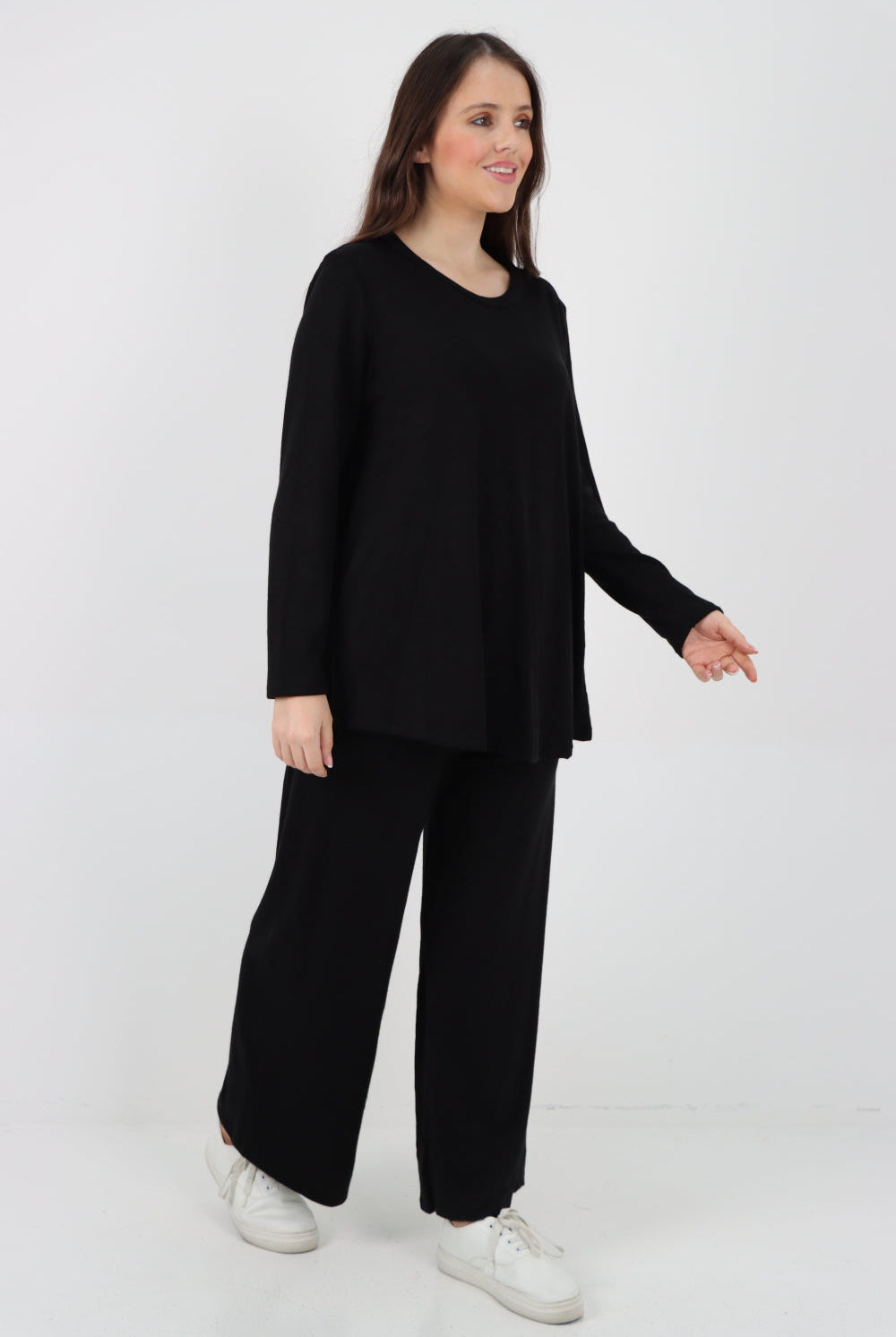 Italian Basic Knitted Plain Soft Top & Trouser Co - Ord Set Co-Ords WearAll