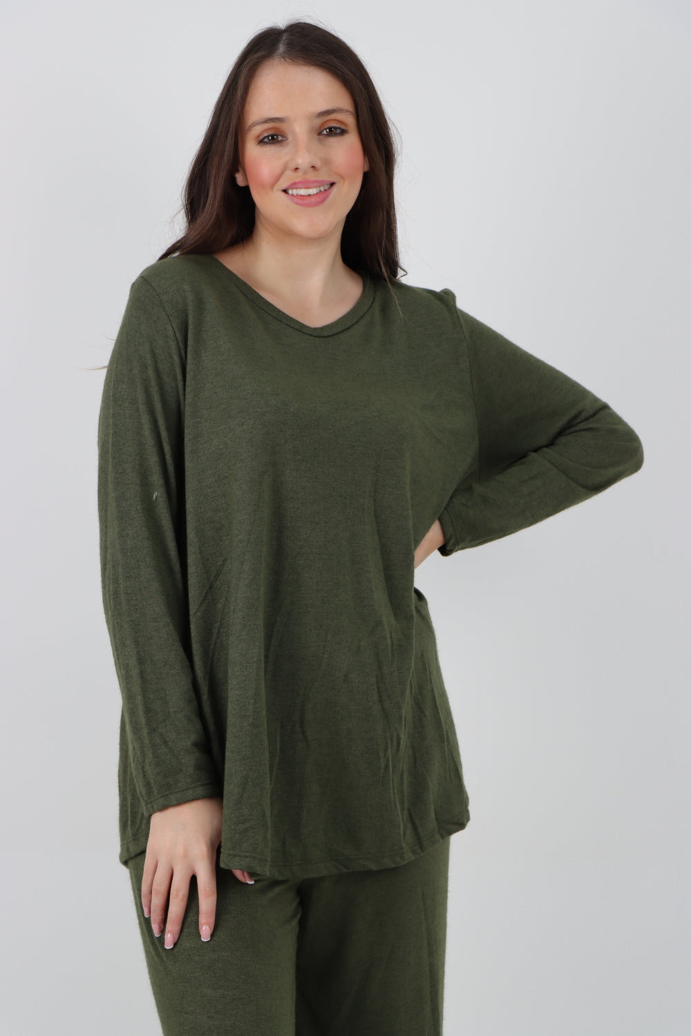 Italian Basic Knitted Plain Soft Top & Trouser Co - Ord Set Co-Ords WearAll