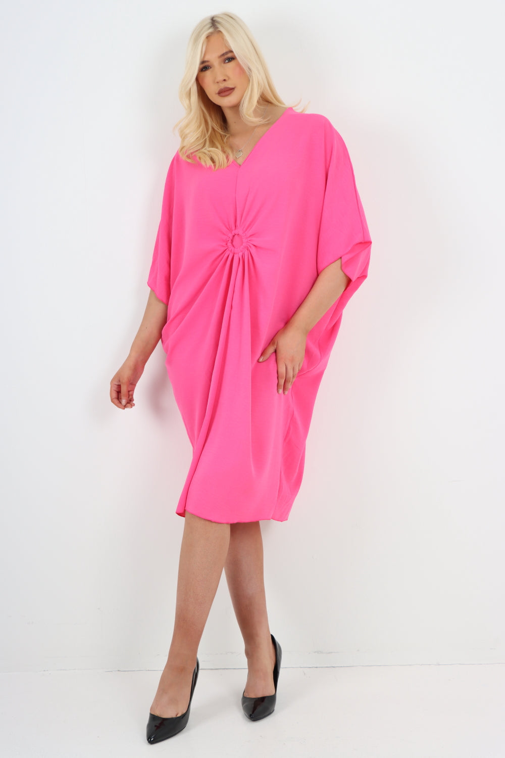 Italian Oversized V Neck Ring Detail Kaftan Dress Dresses WearAll