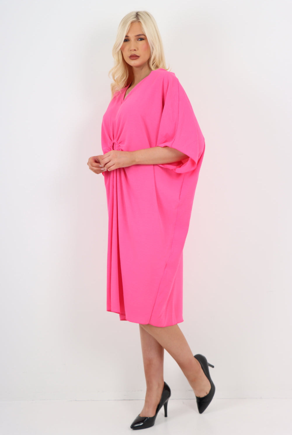 Italian Oversized V Neck Ring Detail Kaftan Dress Dresses WearAll