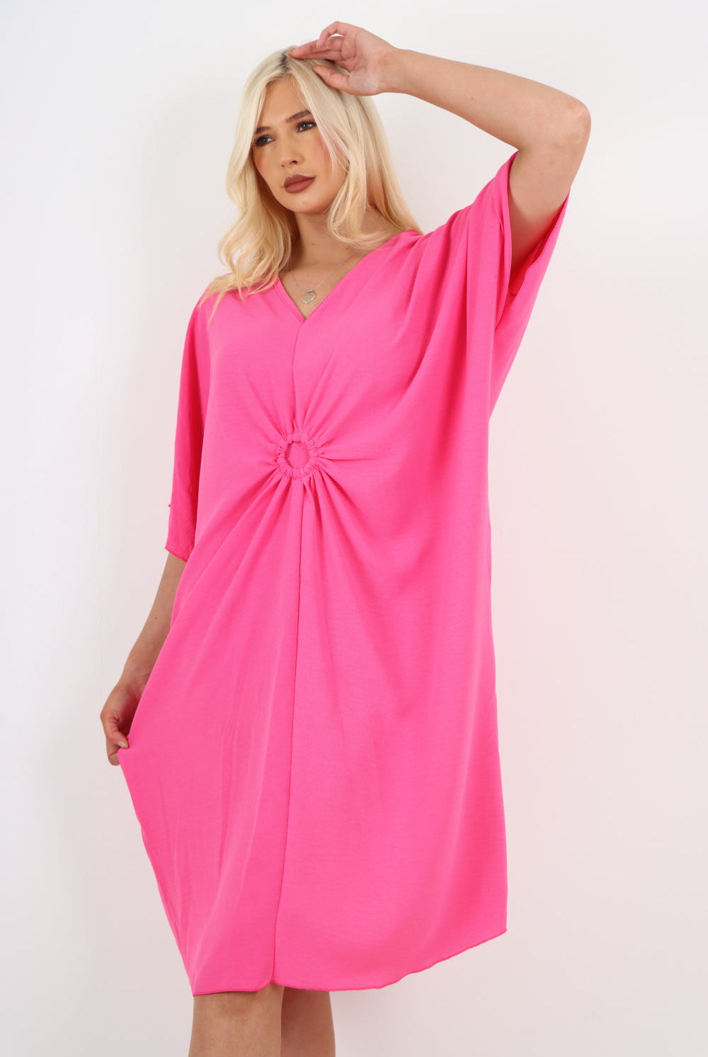 Italian Oversized V Neck Ring Detail Kaftan Dress Dresses WearAll