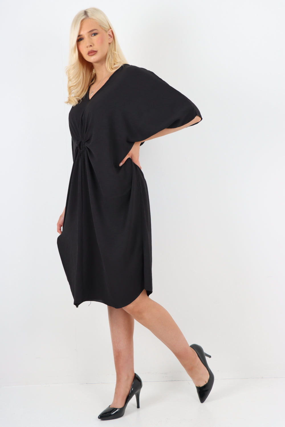 Italian Oversized V Neck Ring Detail Kaftan Dress Dresses WearAll