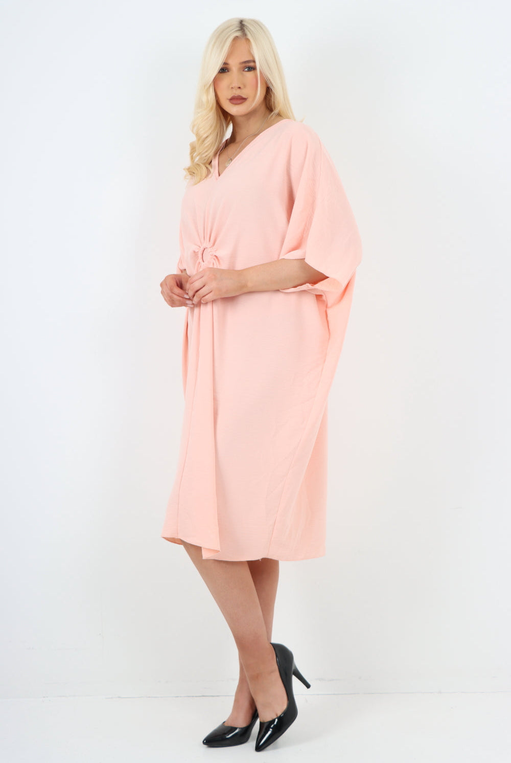 Italian Oversized V Neck Ring Detail Kaftan Dress Dresses WearAll