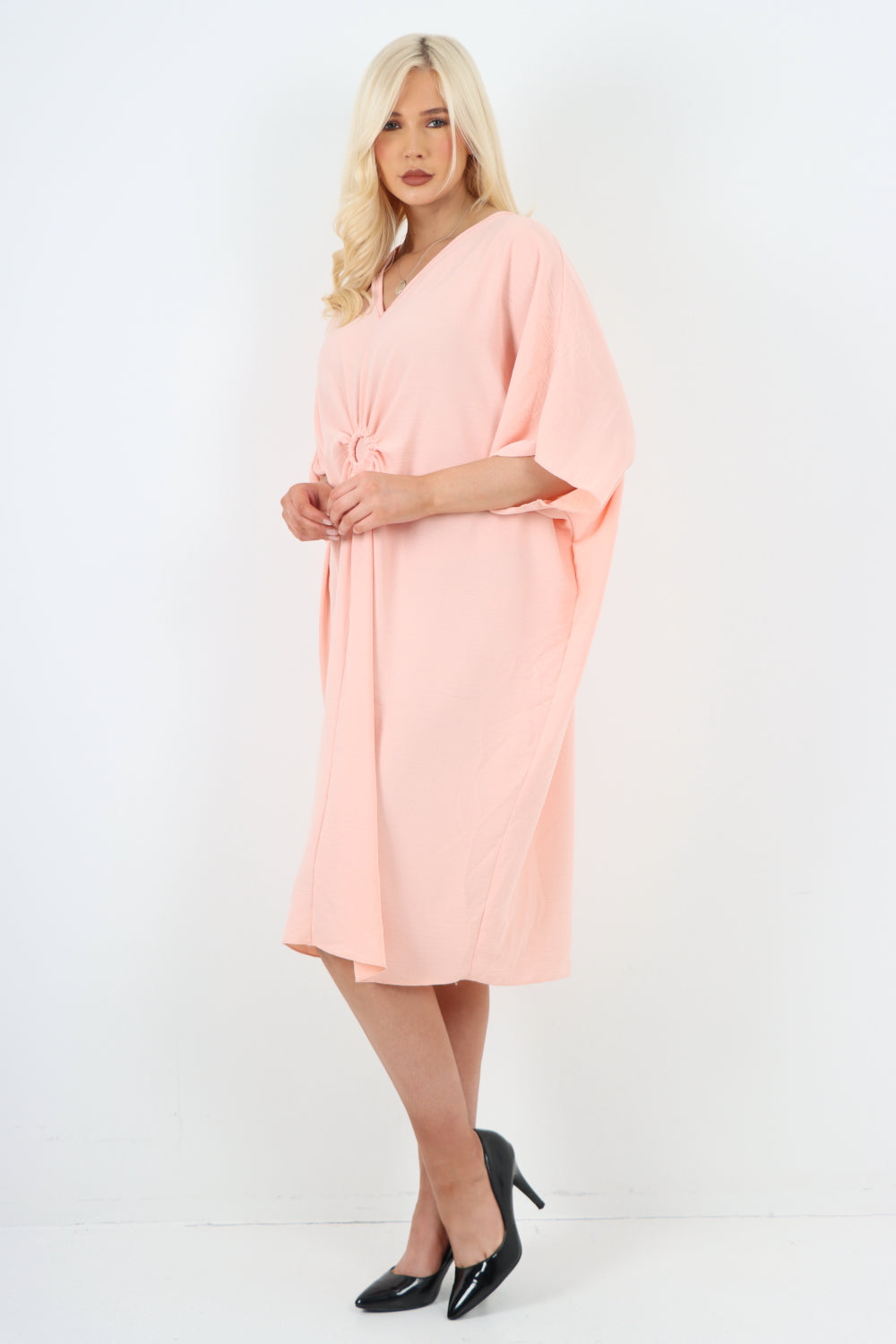 Italian Oversized V Neck Ring Detail Kaftan Dress Dresses WearAll
