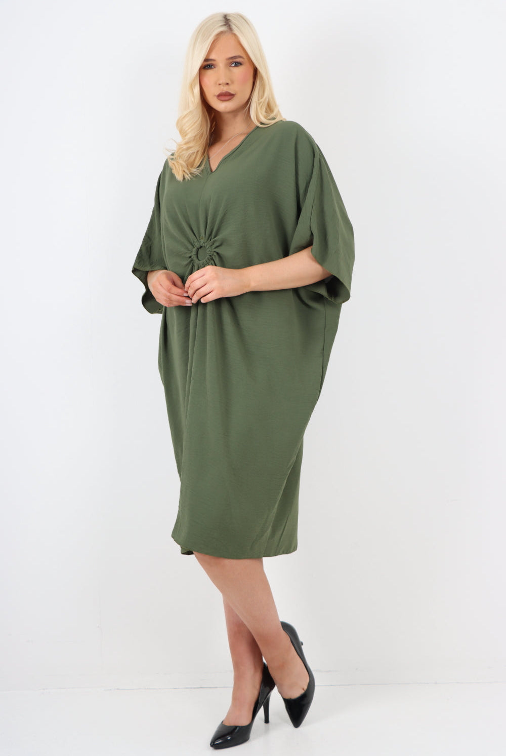 Italian Oversized V Neck Ring Detail Kaftan Dress Dresses WearAll