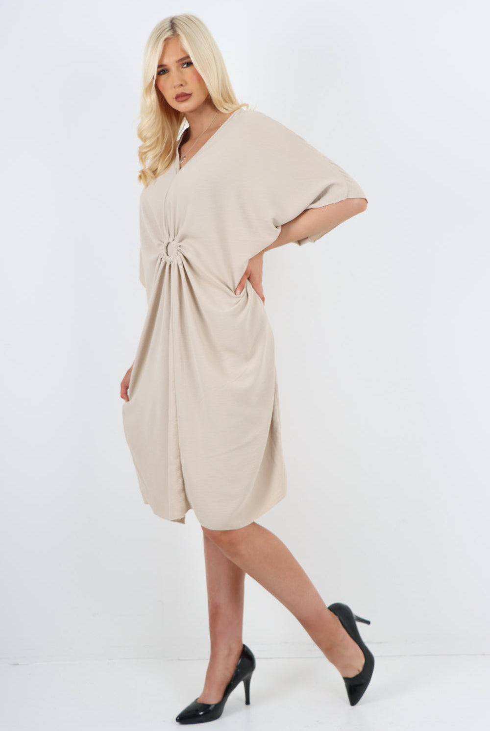 Italian Oversized V Neck Ring Detail Kaftan Dress Dresses WearAll