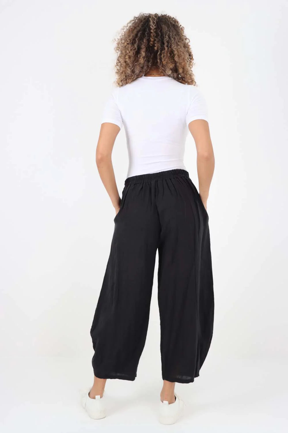 Italian Plain Layered 3/4 Linen Jogger Trouser WearAll