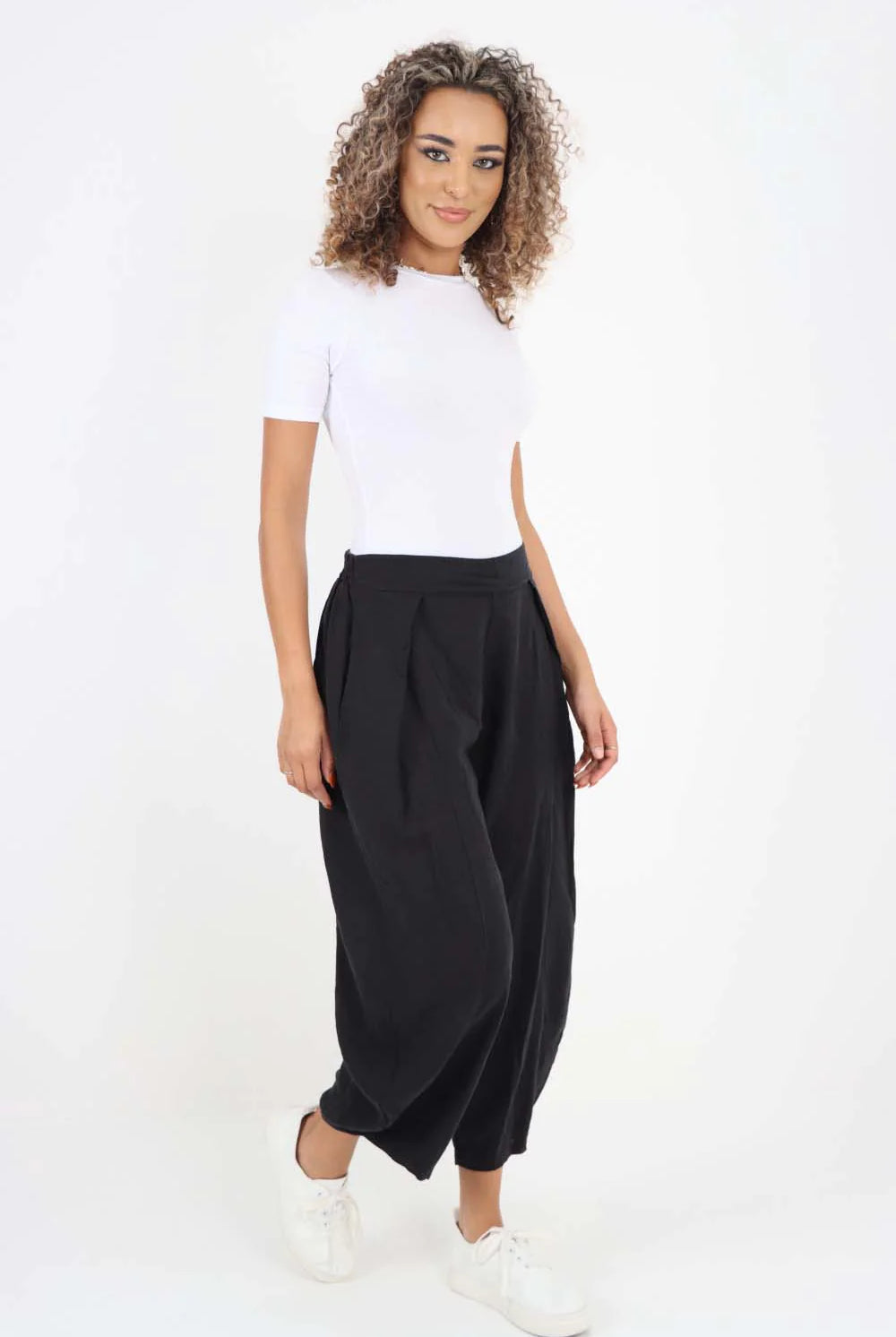 Italian Plain Layered 3/4 Linen Jogger Trouser WearAll