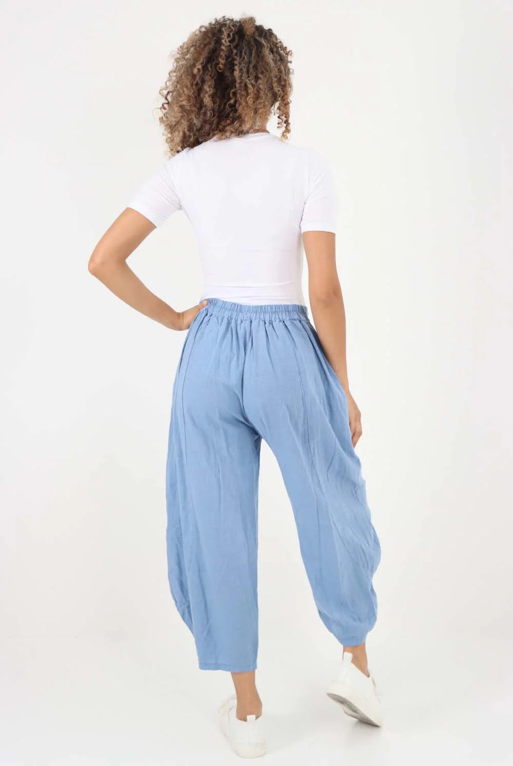 Italian Plain Layered 3/4 Linen Jogger Trouser WearAll