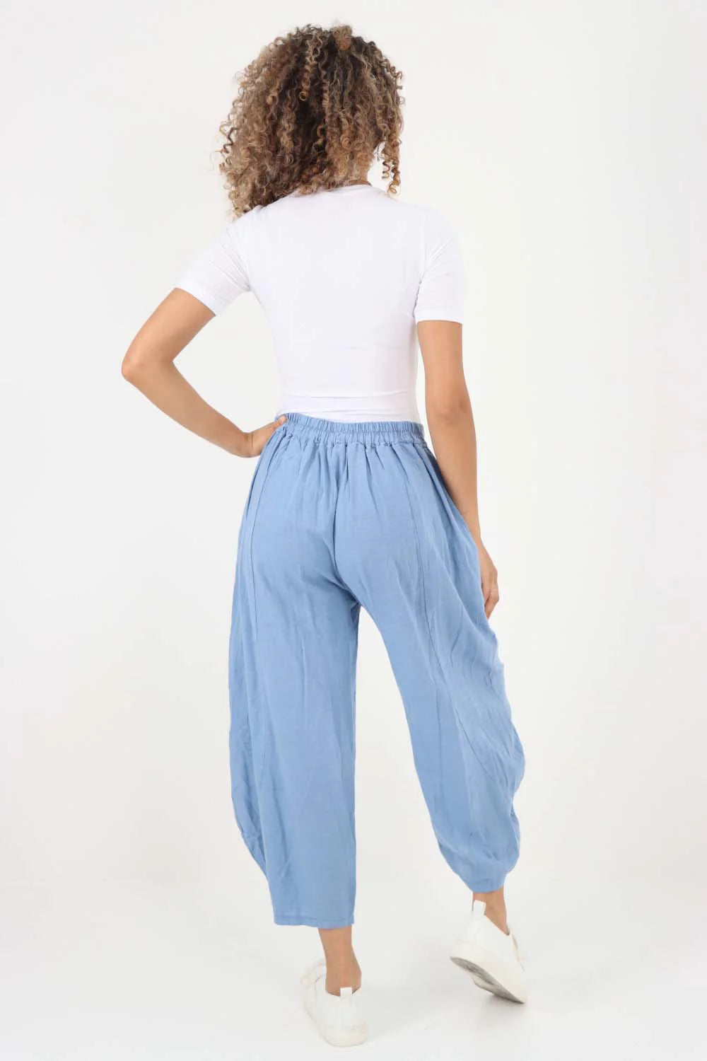 Italian Plain Layered 3/4 Linen Jogger Trouser WearAll