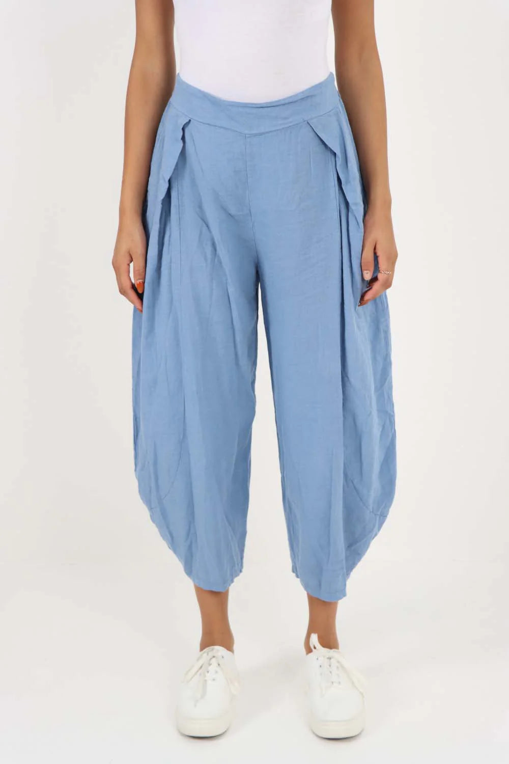 Italian Plain Layered 3/4 Linen Jogger Trouser WearAll