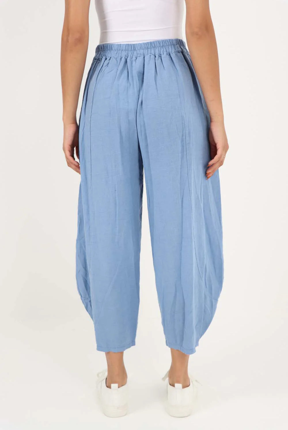 Italian Plain Layered 3/4 Linen Jogger Trouser WearAll